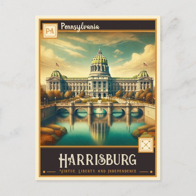 Cartão Postal Harrisburg, Pensilvânia | Vintage (Frente)