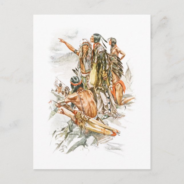 Cartão Postal Harrison Fisher Canção de Hiawatha para as Montanh (Frente)