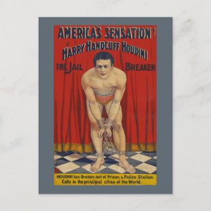 Cartão Postal Harry Handcuff Houdini vintage - O Fugitivo da Cad