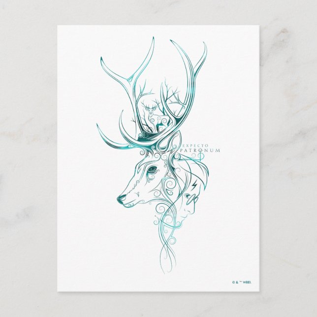 Cartão Postal Harry Potter | Aguamenti EXPECTO PATRONUM™ Cervo (Frente)