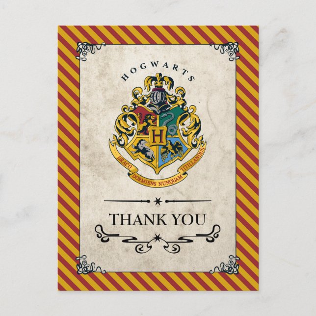 Cartão Postal Harry Potter | Aniversário Hogwarts Obrigado (Frente)