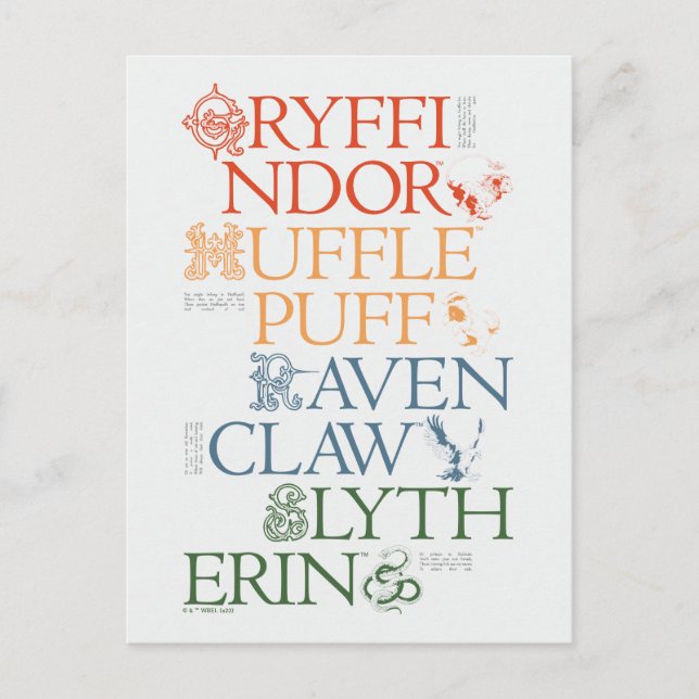 Cartão Postal HARRY POTTER™ | Delicar Casas HOGWARTS™ (Frente)