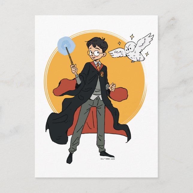 Cartão Postal HARRY POTTER™ e Hedwig Ilustração (Frente)