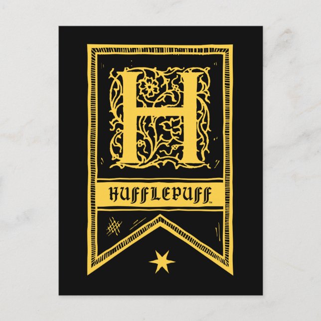 Cartão Postal Harry Potter | Estandarte Monograma da Hufflepuff (Frente)