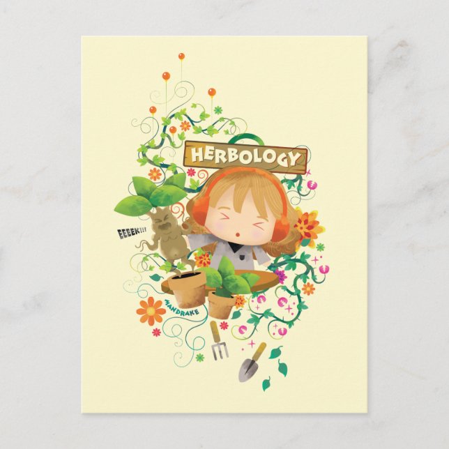 Cartão Postal Harry Potter | Gráfico da aula de Herbologia da He (Frente)