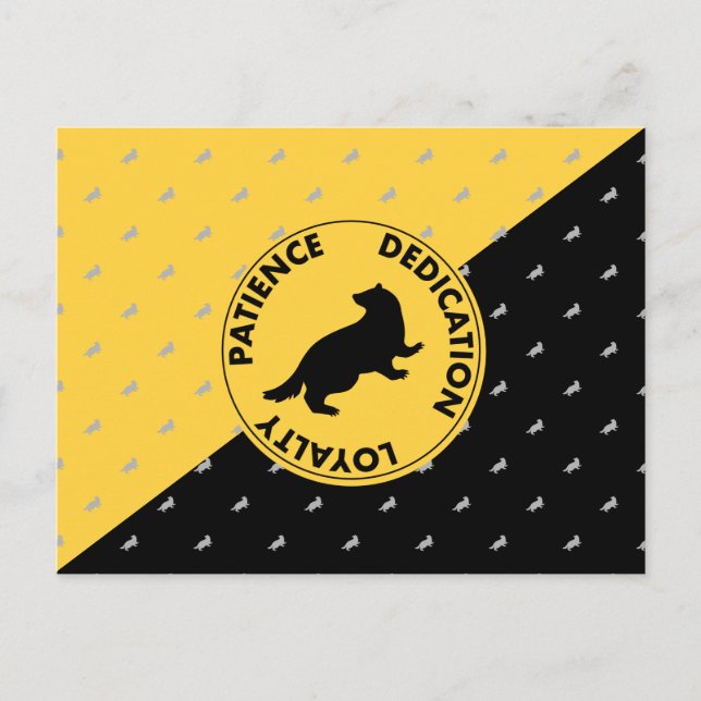 Cartão Postal Harry Potter| HUFFLEPUFF™ - Traços gráficos (Frente)