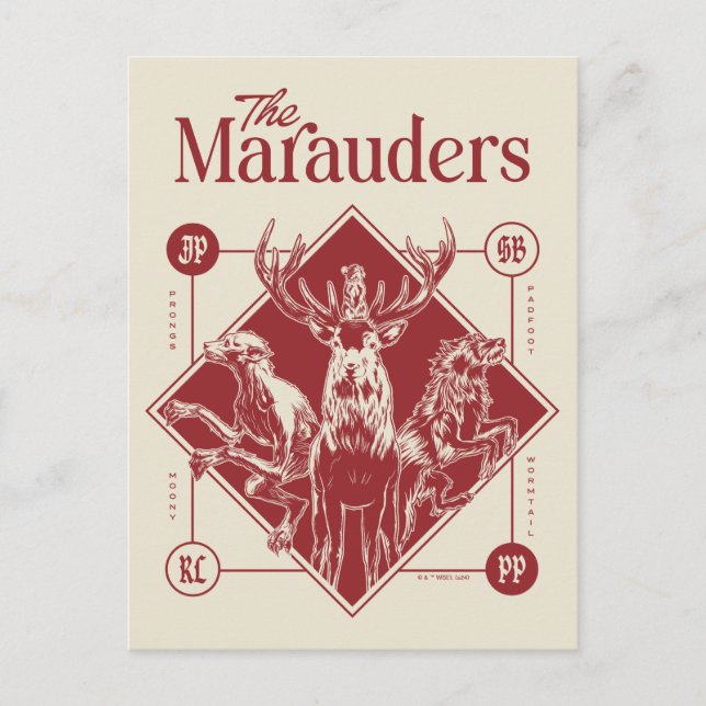Cartão Postal HARRY POTTER™ O Gráfico Marauders Animagus (Frente)