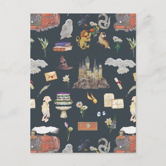 Cartão Postal HARRY POTTER™ | Padrão de ícones (Frente)