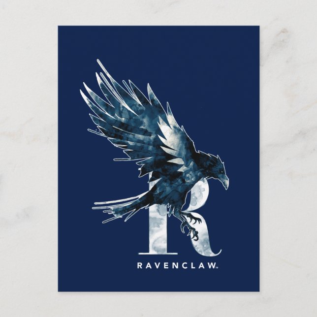 Cartão Postal Harry Potter| RAVENCLAW™ Raven Watercolor (Frente)
