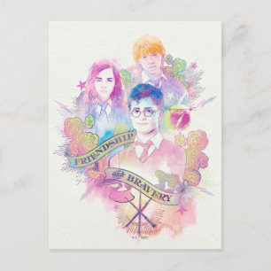 Cartão Postal Harry Potter Spell   Harry, Hermione e Ron Waterc