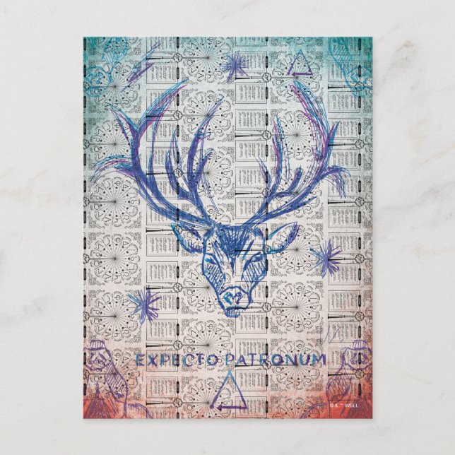 Cartão Postal Harry Potter Spell | Stag Patronus Sketch (Frente)