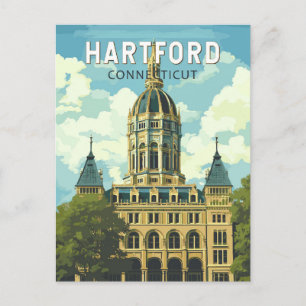 Cartão Postal Hartford Connecticut Viagem Arte Vintage