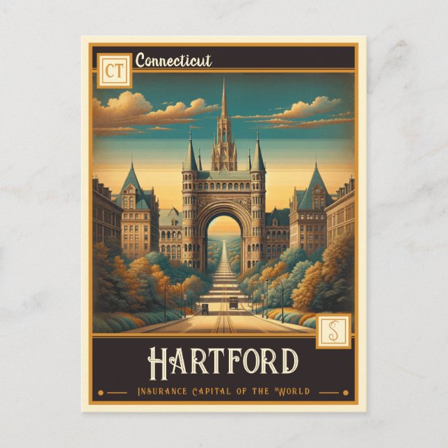 Cartão Postal Hartford, Connecticut | Vintage (Frente)