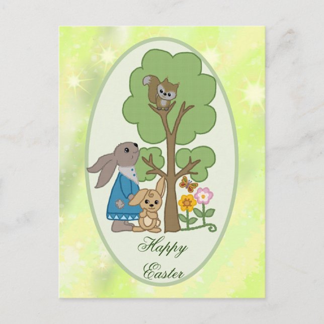 Cartão Postal Hase und Eichhörnchen  (Frente)
