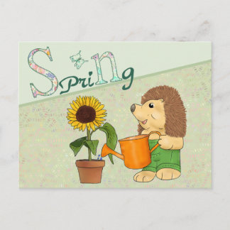 Cartão Postal Hase und Igel im Frühling