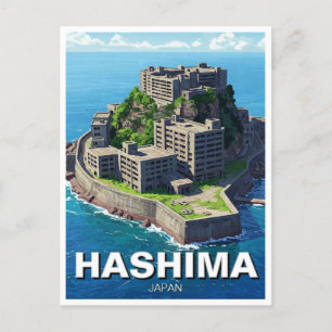 Cartão Postal Hashima Japão Ilha da Batalha Naval Gunkanjima Via