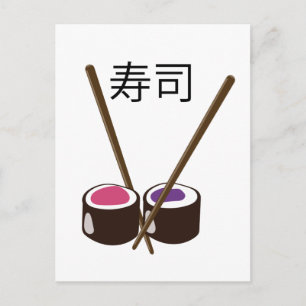 Cartão Postal Hashis de Sushi Japonês