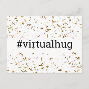 Cartão Postal Hashtag de Abraço Virtual Confete Dourado Falso