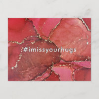 Hashtag I Miss Seus Abraços Vermelho E Dourada Art