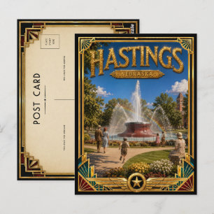 Cartão Postal Hastings Nebraska Arte Deco Vintage Era de Ouro