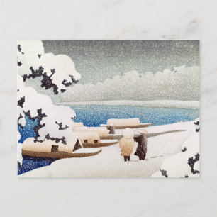 Cartão Postal Hasui Kawase Snow em Hashidate (Yuki no hashidate)