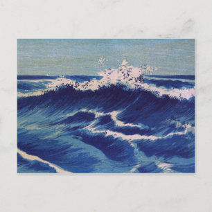 Cartão Postal Hatō Zu Waves - Uehara Konen. Woodblock Japonês