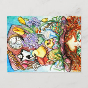 Cartão Postal Hatter e seu Design de chapéu Primavera