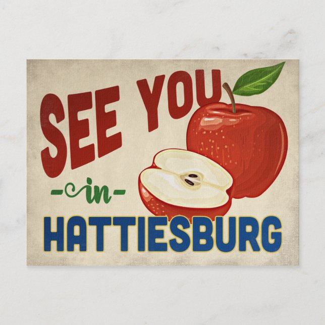 Cartão Postal Hattiesburg Mississippi Apple - Viagens vintage (Frente)