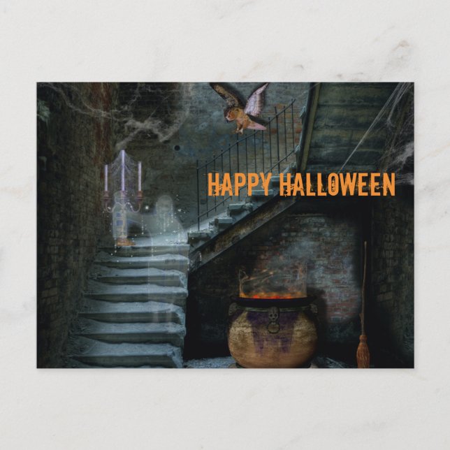Cartão Postal Haunted Staircase Halloween (Frente)