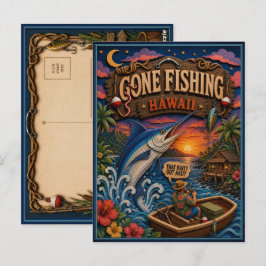 Cartão Postal Havaí Caça ao Peixe Azul Marlin
