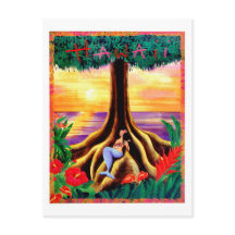 Havaí, ilha trópica, sereia em árvore grande