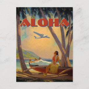 Cartão Postal Havaí Tropical Antigo Aloha