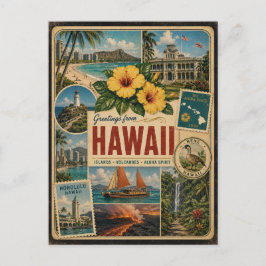 Cartão postal havaiano autêntico estilo vintage