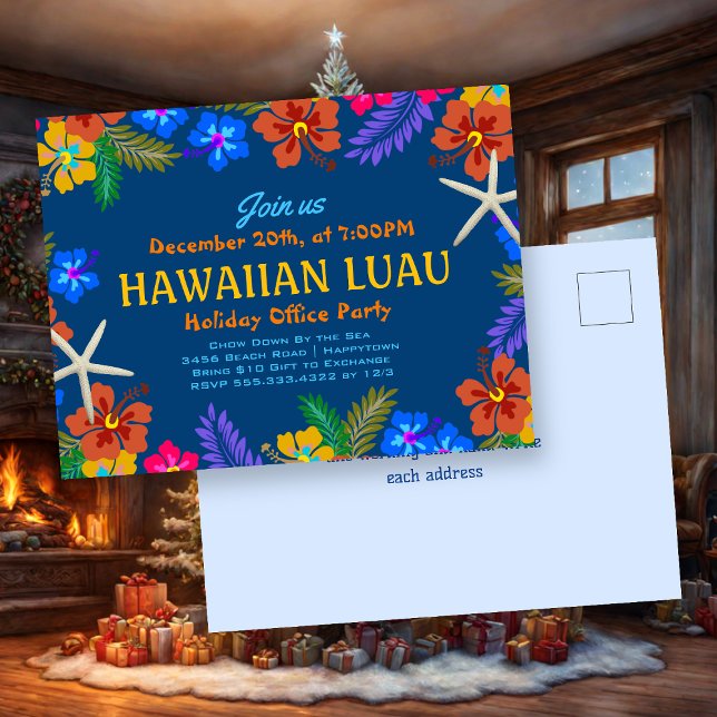 Cartão Postal Havaiano Luau Holiday Office Party Hibiscus (Criador carregado)