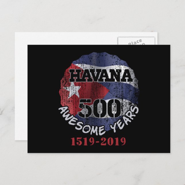 Cartão Postal Havana 500 Anos Incríveis - Aniversário de Cuba  (Frente/Verso)