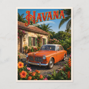 Cartão Postal Havana Cuba Carro Antigo Viagem Tropical