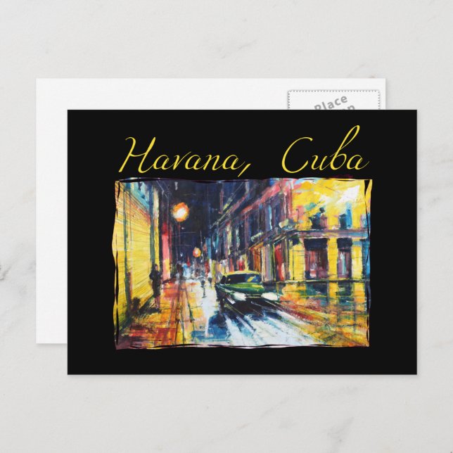 Cartão Postal Havana Cuba - Cena Noturna de Habana Vieja (Frente/Verso)