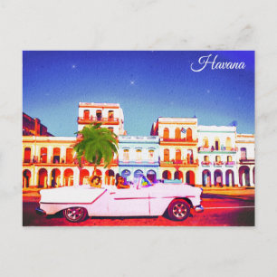 Cartão Postal Havana Cuba Watercolor Viagem