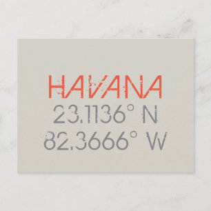 Cartão Postal Havana Longitude Latitude