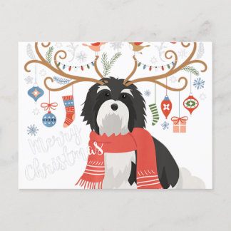 Cartão Postal Havanese Christmas Reindeer Dog Premium