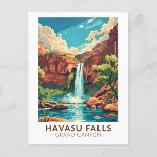 Cartão Postal Havasu Falls Grand Canyon Viagem Art Vintage