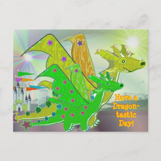 Cartão Postal Have a Dragontastic Day Cute Dragons Postcard