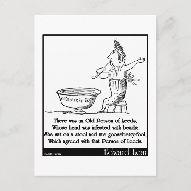 Cartão Postal Havia uma Pessoa Velha de Leeds (Frente)