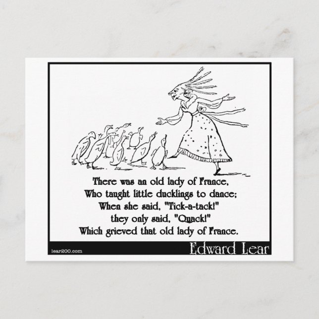 Cartão Postal Havia uma velha senhora na França (Frente)
