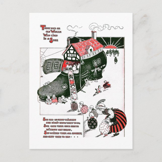 Cartão Postal Havia uma velha senhora Rhyme (Frente)