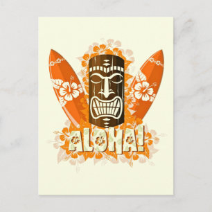 Cartão Postal Hawaii Aloha Luau Tiki Mask