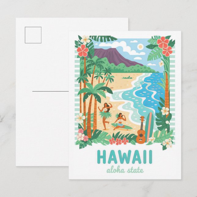 Cartão Postal Hawaii Aloha State USA Summer Viagem (Frente/Verso)