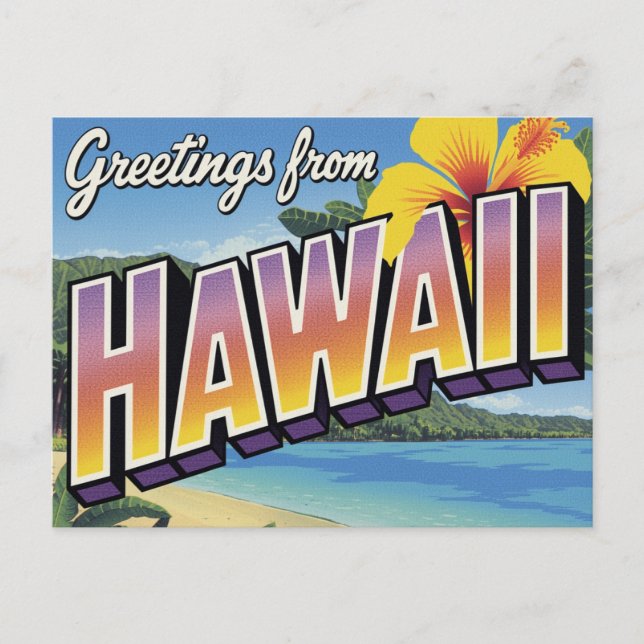 Cartão Postal Hawaii Beach and Hibiscus (Frente)