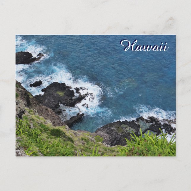 Cartão Postal Hawaii Cliff Ocean Onda Visão Cêntica (Frente)