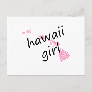 Cartão Postal Hawaii Girl com mapa do Havaí rabiscado